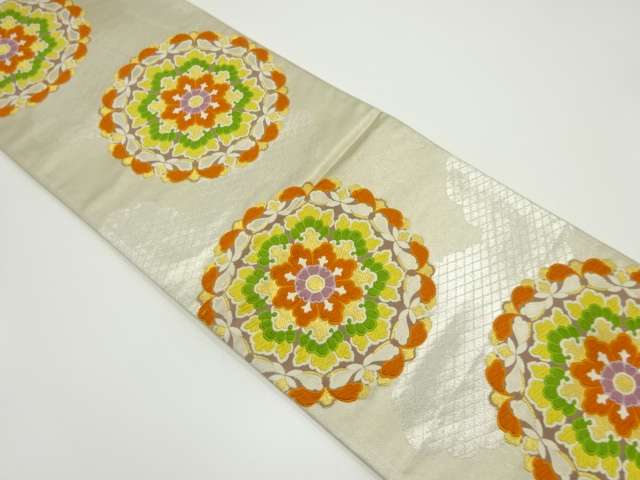 アンティーク　華紋模様織出し袋帯（材料）